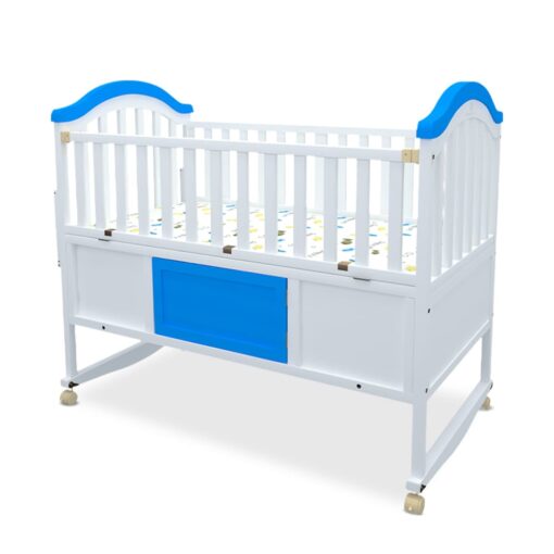 StarAndDaisy Sweet Dream Baby Cot Bed with Swing Mode & Huge Storage Box with Mosquito Net & Adjustable Stand (Blue | With Mattress) - Image 2