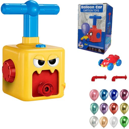 Kids Balloon Powered Car Set Creative Cartoon Aerodynamic Car Balloon Racer Toy Power Balloon Car Balloon Pump Car Balloon Launcher Car