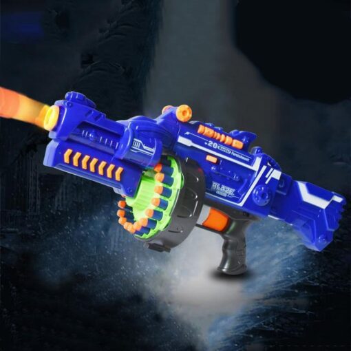 New Kid Toy Battery Operated Crazy Machine Gun Blaster with 40 Foam Bullets (Blue) - Image 5