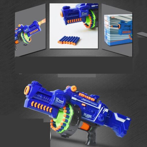 New Kid Toy Battery Operated Crazy Machine Gun Blaster with 40 Foam Bullets (Blue) - Image 6