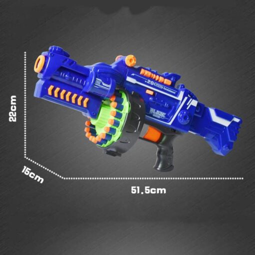 New Kid Toy Battery Operated Crazy Machine Gun Blaster with 40 Foam Bullets (Blue) - Image 7