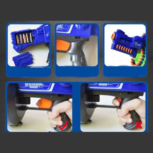 New Kid Toy Battery Operated Crazy Machine Gun Blaster with 40 Foam Bullets (Blue) - Image 9