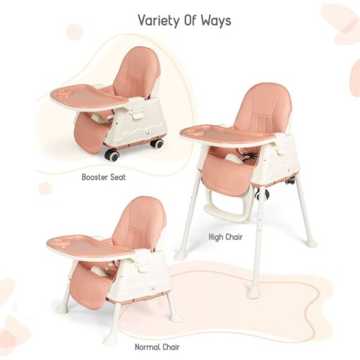 [Refurbished] StarAndDaisy Comfort 3 in 1 Multifunctional High Chair for Baby - Adjustable Height Chair with Detachable Tray for Kids (Coffee) - Image 3