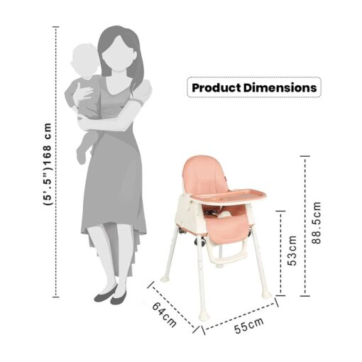 [Refurbished] StarAndDaisy Comfort 3 in 1 Multifunctional High Chair for Baby - Adjustable Height Chair with Detachable Tray for Kids (Coffee) - Image 8