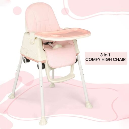StarAndDaisy 4 in 1 Comfort High Chair for Baby & Kids - Convertible Booster Seat with Detachable Food Tray - Pink - Image 2