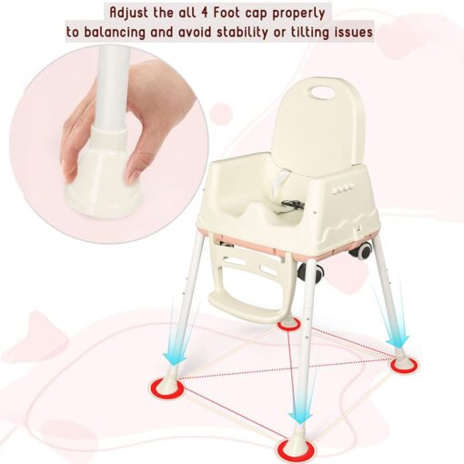 StarAndDaisy 4 in 1 Comfort High Chair for Baby & Kids - Convertible Booster Seat with Detachable Food Tray - Pink - Image 5
