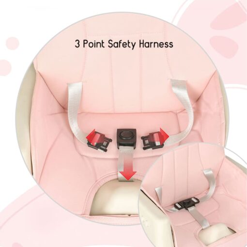 StarAndDaisy 4 in 1 Comfort High Chair for Baby & Kids - Convertible Booster Seat with Detachable Food Tray - Pink - Image 6