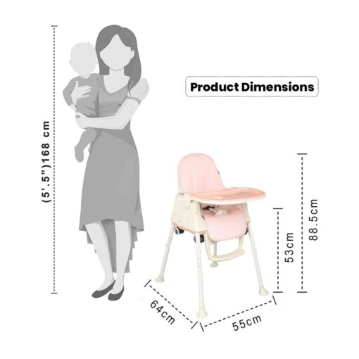 StarAndDaisy 4 in 1 Comfort High Chair for Baby & Kids - Convertible Booster Seat with Detachable Food Tray - Pink - Image 8