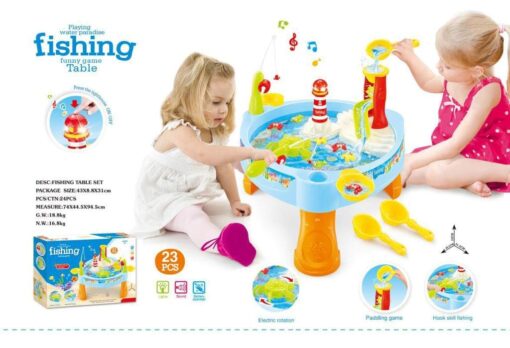 Blossom 23 Pcs Playing Water Paradise Fishing Game Chair Set (Battery Operated) with Paddling Game,Electric Rotation - Image 2