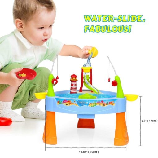 Blossom 23 Pcs Playing Water Paradise Fishing Game Chair Set (Battery Operated) with Paddling Game,Electric Rotation - Image 6