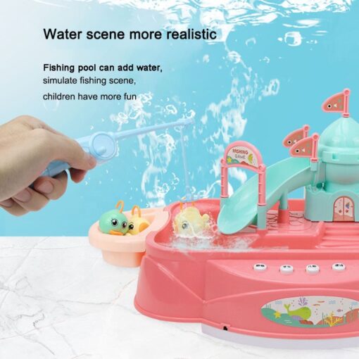 Blossom 23 Pcs Playing Water Paradise Fishing Game Chair Set (Battery Operated) with Paddling Game,Electric Rotation - Image 8