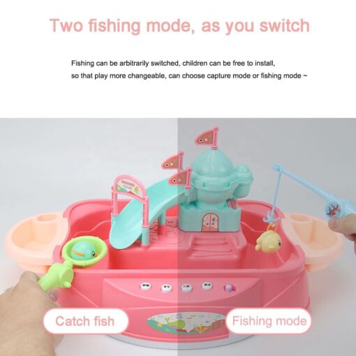 Blossom 23 Pcs Playing Water Paradise Fishing Game Chair Set (Battery Operated) with Paddling Game,Electric Rotation - Image 10