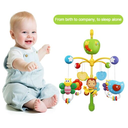 Musical Bed Bell Rattles Baby Crib Mobile with Hanging Rotating Educational Toys Music Box Carousel 3 Timer - Image 10