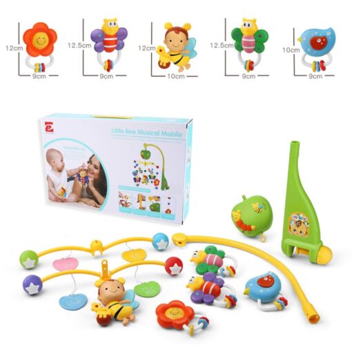 Musical Bed Bell Rattles Baby Crib Mobile with Hanging Rotating Educational Toys Music Box Carousel 3 Timer - Image 19