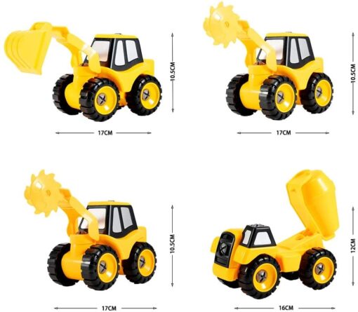 Take Apart Construction Vehicles 2 in 1 - STEM Building Set with 6 Detachable Interchangeable Attachments Engineering Assemble Toy Set for Kids Assembly Learning Play Kit - Image 4