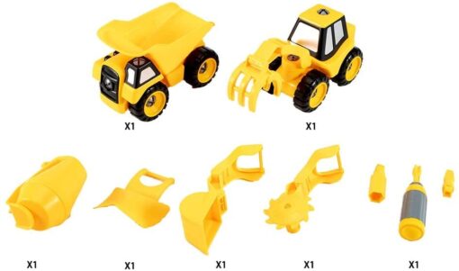 Take Apart Construction Vehicles 2 in 1 - STEM Building Set with 6 Detachable Interchangeable Attachments Engineering Assemble Toy Set for Kids Assembly Learning Play Kit - Image 6