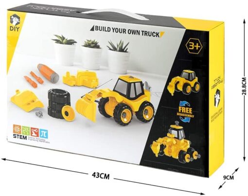 Take Apart Construction Vehicles 2 in 1 - STEM Building Set with 6 Detachable Interchangeable Attachments Engineering Assemble Toy Set for Kids Assembly Learning Play Kit - Image 10