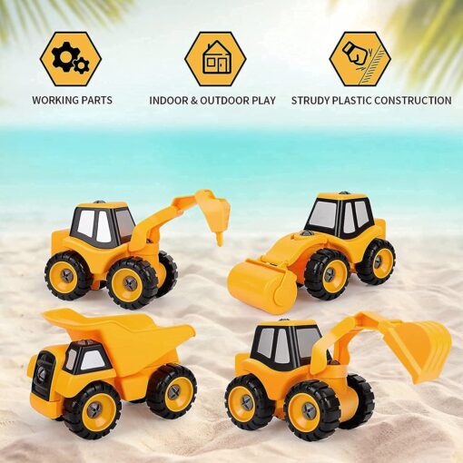 Take-Apart Construction Vehicles Excavators Truck Toy, 4 in 1 DIY Building Educational Gift Toy set, suitable for Boys and Girls 3 4 5 years old - Image 2