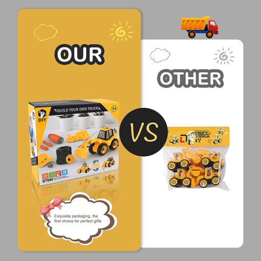 Take-Apart Construction Vehicles Excavators Truck Toy, 4 in 1 DIY Building Educational Gift Toy set, suitable for Boys and Girls 3 4 5 years old - Image 4