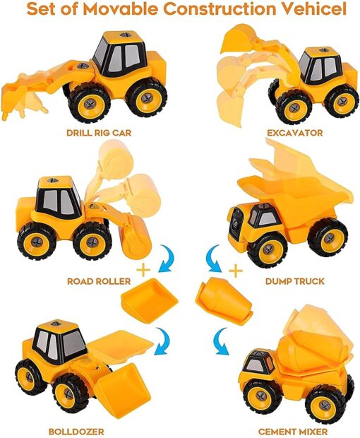 Take-Apart Construction Vehicles Excavators Truck Toy, 4 in 1 DIY Building Educational Gift Toy set, suitable for Boys and Girls 3 4 5 years old - Image 5