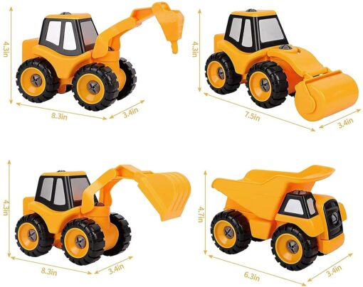 Take-Apart Construction Vehicles Excavators Truck Toy, 4 in 1 DIY Building Educational Gift Toy set, suitable for Boys and Girls 3 4 5 years old - Image 7