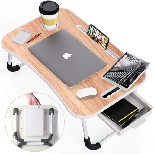 SND Homes Wood Portable Laptop Table  (Finish Color - Wood-Beige, Pre Assembled)