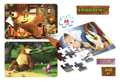 Frank Masha and the Bear 3 in 1 Puzzle - Image 3