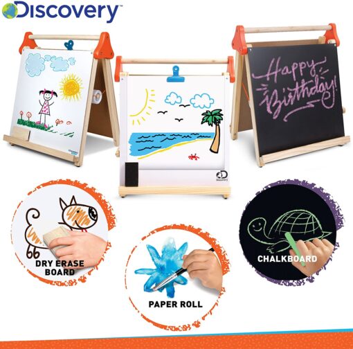 Discovery Kids Wooden 3 in 1 Tabletop Easel - Image 3
