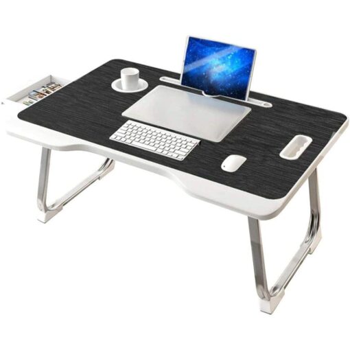 SND Homes Multipurpose Bed Laptop Table Wood Portable Laptop Table  (Finish Color - Combination Black, Pre Assembled)