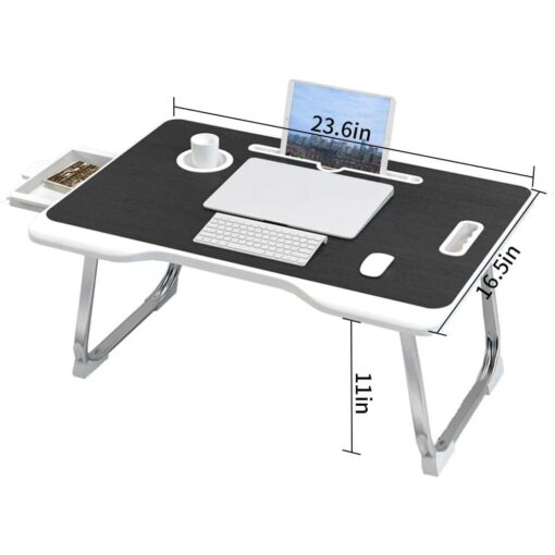 SND Homes Multipurpose Bed Laptop Table Wood Portable Laptop Table  (Finish Color - Combination Black, Pre Assembled) - Image 2