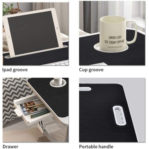 SND Homes Multipurpose Bed Laptop Table Wood Portable Laptop Table  (Finish Color - Combination Black, Pre Assembled) - Image 6