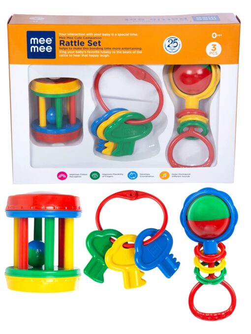 Mee Mee BPA Free Baby Rattle gift Set of 3 Pcs