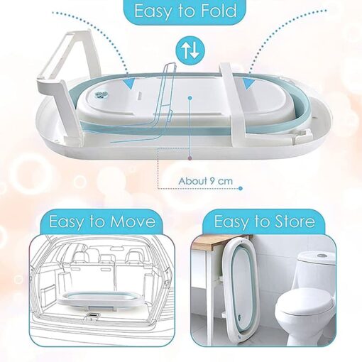 StarAndDaisy Best Portable Bathtub for Baby and Infant Expandable/ Collapsible Tub for Kids, Safe Bathing Tub for Babies, Infants From 0-12 Months W/ Drain Plug, Anti-Slip Skid Proof Bathtub-Blue - Image 3