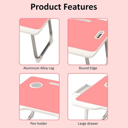 SND Homes Wood Portable Laptop Table  (Finish Color - Combination-Pink, Pre Assembled) - Image 2