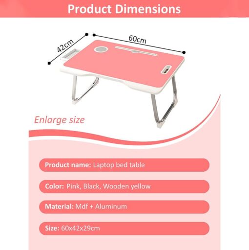 SND Homes Wood Portable Laptop Table  (Finish Color - Combination-Pink, Pre Assembled) - Image 3