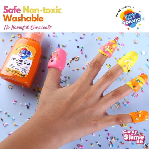 Diy Science Candy Slime Kit - Premium Slime Making Kit, 6 to 99 Years, Thick PVA Slime Glue in Pineapple and Orange Fragrance, Strawberry, Fruit Slices, Vermicelli, Slime Activator, Exotic Sprinkles - Image 5