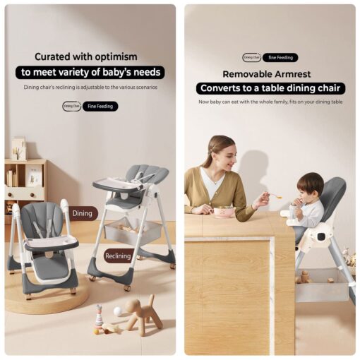 [Refurbished] StarAndDaisy Galaxy Star Baby High Chair | Foldable Feeding Chair | Strong Dining Chair for baby with height adjustment | For 6 months to 4 years old (Grey | With Storage Basket) - Image 4