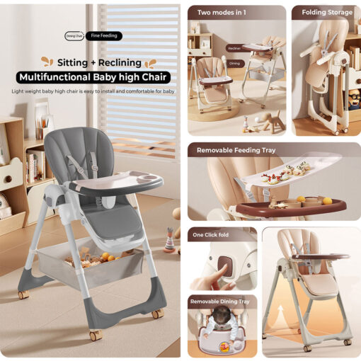 [Refurbished] StarAndDaisy Galaxy Star Baby High Chair | Foldable Feeding Chair | Strong Dining Chair for baby with height adjustment | For 6 months to 4 years old (Orange | With Storage Basket) - Image 3