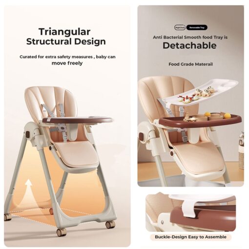 [Refurbished] StarAndDaisy Galaxy Star Baby High Chair | Foldable Feeding Chair | Strong Dining Chair for baby with height adjustment | For 6 months to 4 years old (Orange | With Storage Basket) - Image 6