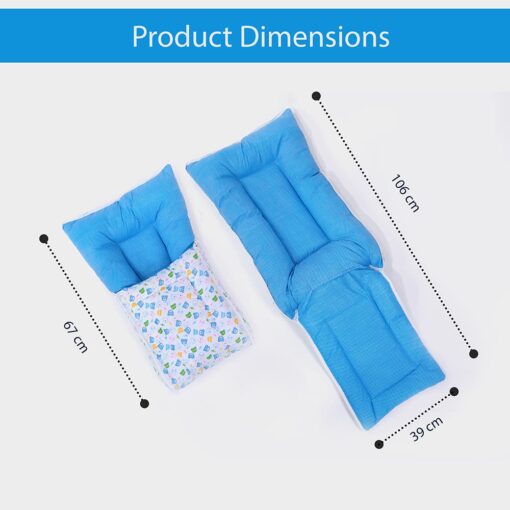 StarAndDaisy Sleeping bag/ mattress for babies/toddlers, wooden crib mattress, with soft cushion, full cover design, inbuilt pillow, and soft blanketmattress (Blue) - Image 4