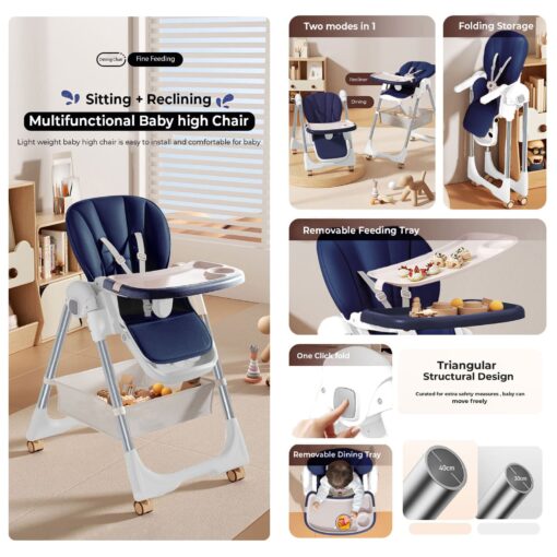 StarAndDaisy Galaxy Star High Chair for Baby with Detachable Dining Tray, Height Adjustment for For 6 months to 4 years Toddlers & Kids (Blue) - Image 3