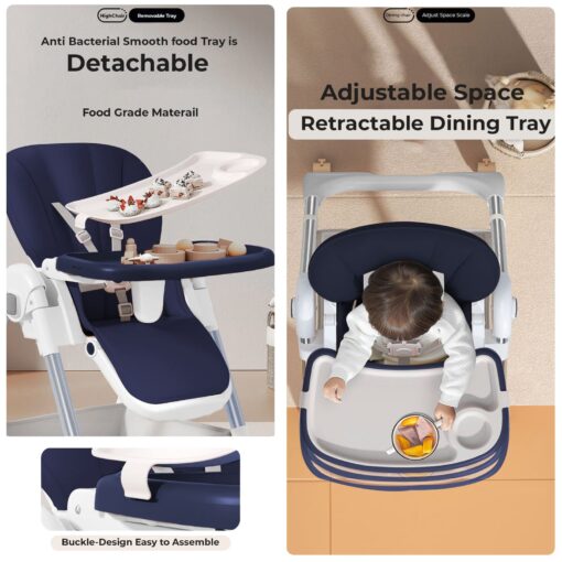 StarAndDaisy Galaxy Star High Chair for Baby with Detachable Dining Tray, Height Adjustment for For 6 months to 4 years Toddlers & Kids (Blue) - Image 6