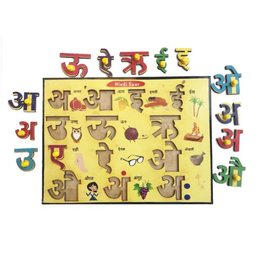 Wooden Super Combo Hindi Alphabet Letters for Kids Boys & Girls, Wooden Puzzles Hindi Varnamala or Aksharmala Letters Games for Above 3 yrs Old Kids (Multicolor)-12*9 inch - Image 2