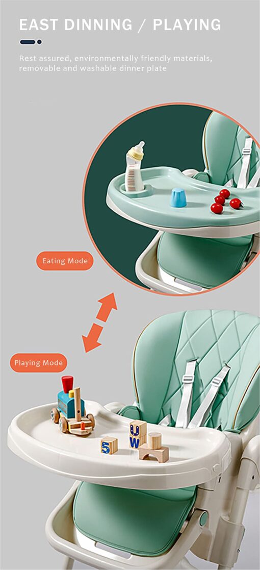 StarAndDaisy Let's Eat Multifunction Baby High Chair, Foldable Feeding Chair, Strong Dining Chair For Baby With Height Adjustment For 6 months to 4 years old (Pink) - Image 9