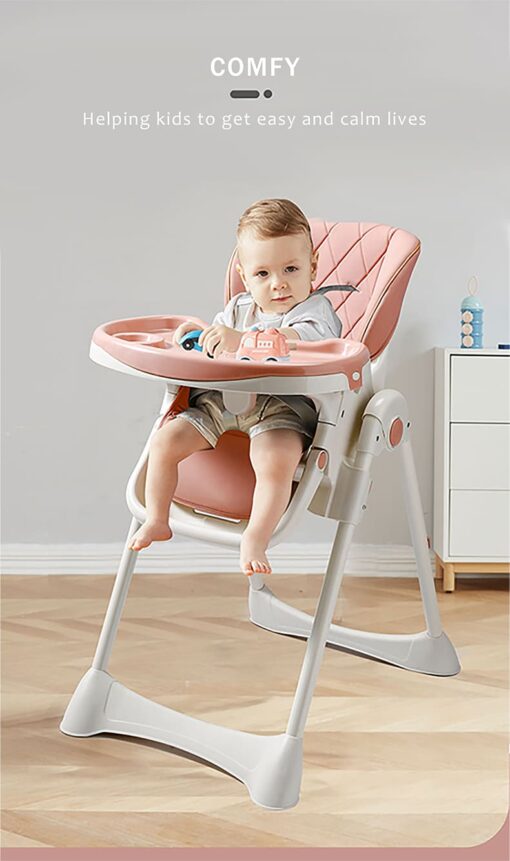 StarAndDaisy Let's Eat Multifunction Baby High Chair, Foldable Feeding Chair, Strong Dining Chair For Baby With Height Adjustment For 6 months to 4 years old (Pink) - Image 16