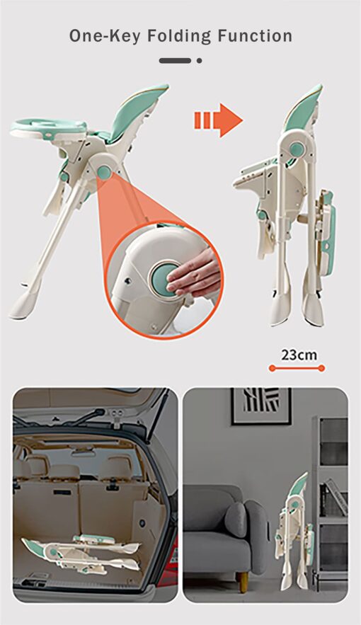 StarAndDaisy Let's Eat Multifunction Baby High Chair, Foldable Feeding Chair, Strong Dining Chair For Baby With Height Adjustment For 6 months to 4 years old (Pink) - Image 20