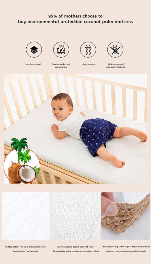 StarAndDaisy 12 in 1 Baby Wooden Cot Bed, Convertible Manual Cradle with Mattress, Bumper Set, Mosquito Net & Adjustable Stand (Natural Wood | With Mattress & Bumper Set) - Image 16