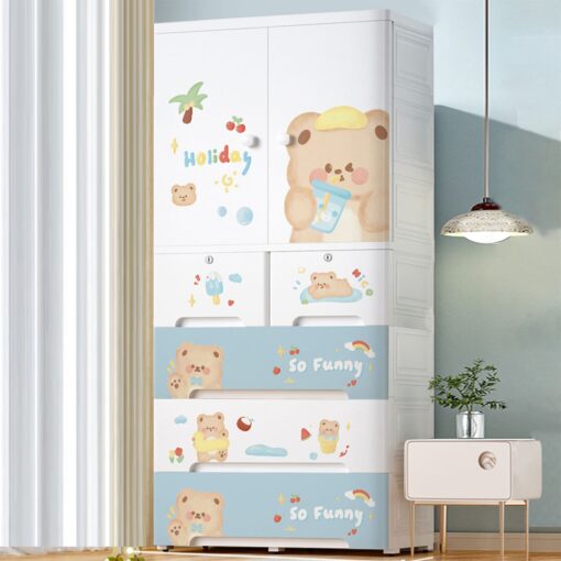 [Pre-Order] StarAndDaisy Kids Wardrobe / Storage Cabinet / Portable Almirah with Drawers & Convertible Design - Summer Bear (H-156cm x W-70cm x D-38cm | 7025-D) [Delivery Starts on: 10/Oct/2024]