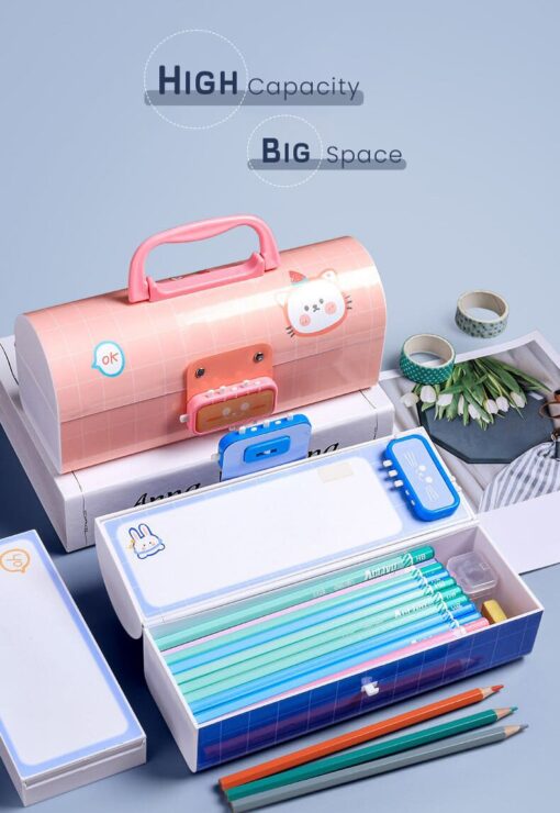 Kids Pencil Box Stationary Set with Different compartments for Storage of Kids Essentials (Treasure Box Blue) - Image 5