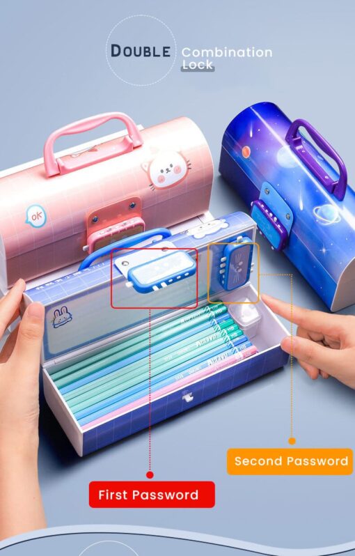 Kids Pencil Box Stationary Set with Different compartments for Storage of Kids Essentials (Treasure Box Blue) - Image 8